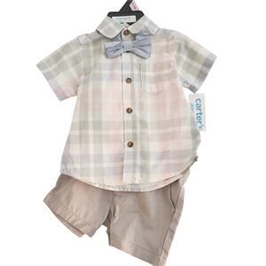 0-3M New Carter's Short Outfit With Bowtie